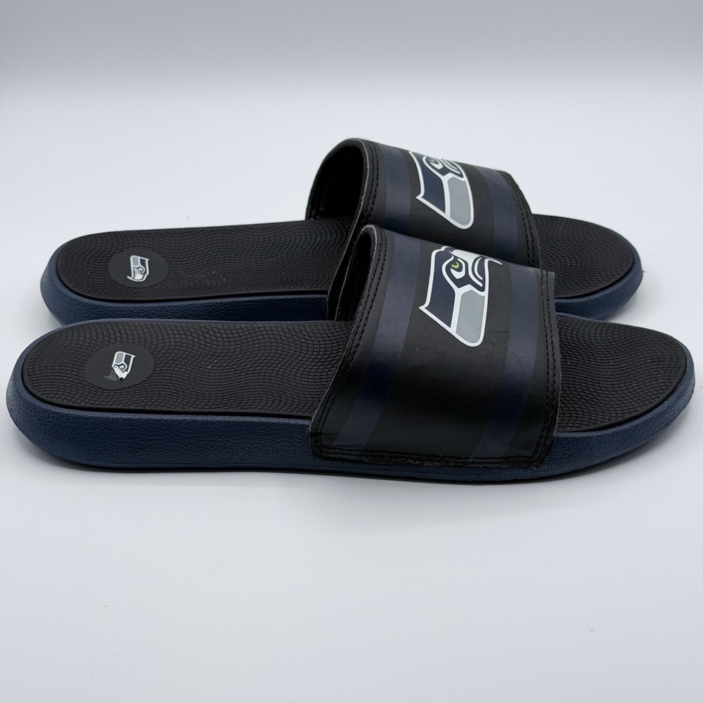 Seattle Seahawks NFL Mens FOCO Slide Sandals Training Camp Gel Slides Sz L 11-12